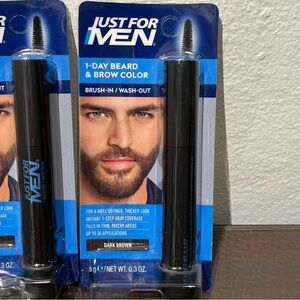 Just For Men 1-Day Beard & Brow Color 0.3 fl oz Dark Brown Lot Of 2